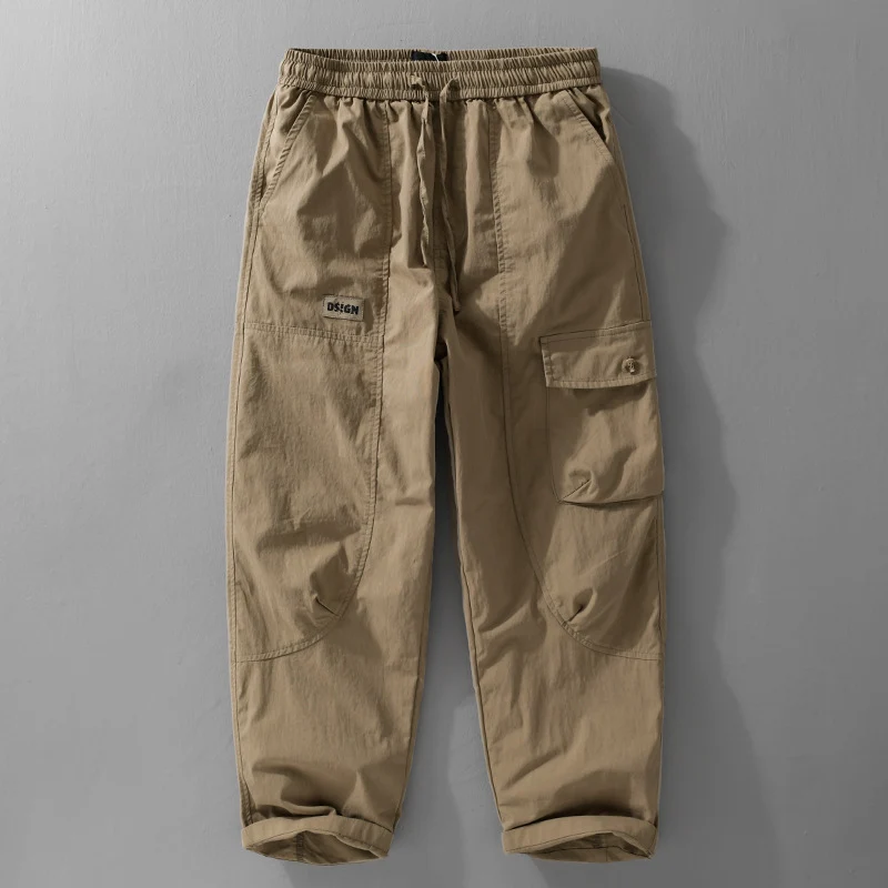 Herren Relaxte Cargo-Hose mit elastischem Bund, Kordelzug und vielseitigen Beintaschen Drune