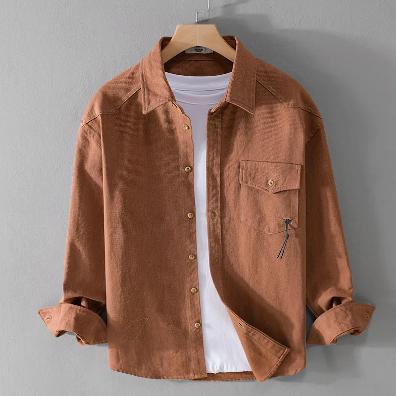 Herren Relaxed-Overshirt aus Baumwoll-Twill mit aufgesetzter Brusttasche Drune