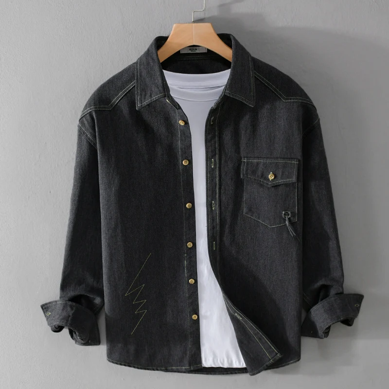 Herren Relaxed-Overshirt aus Baumwoll-Twill mit aufgesetzter Brusttasche Drune
