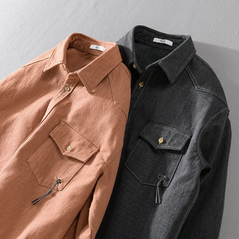 Herren Relaxed-Overshirt aus Baumwoll-Twill mit aufgesetzter Brusttasche Drune