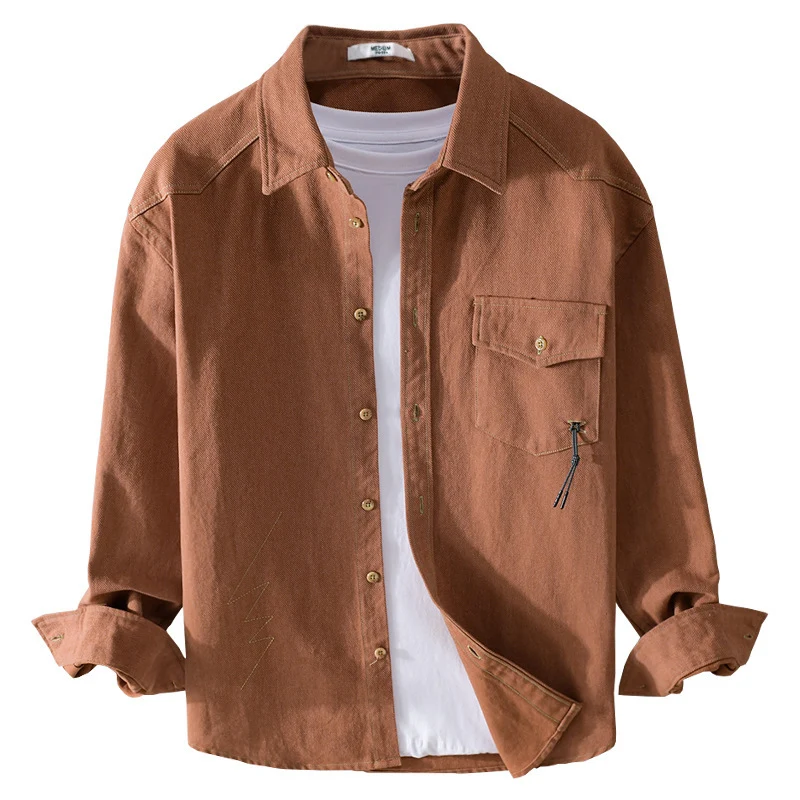 Herren Relaxed-Overshirt aus Baumwoll-Twill mit aufgesetzter Brusttasche Drune
