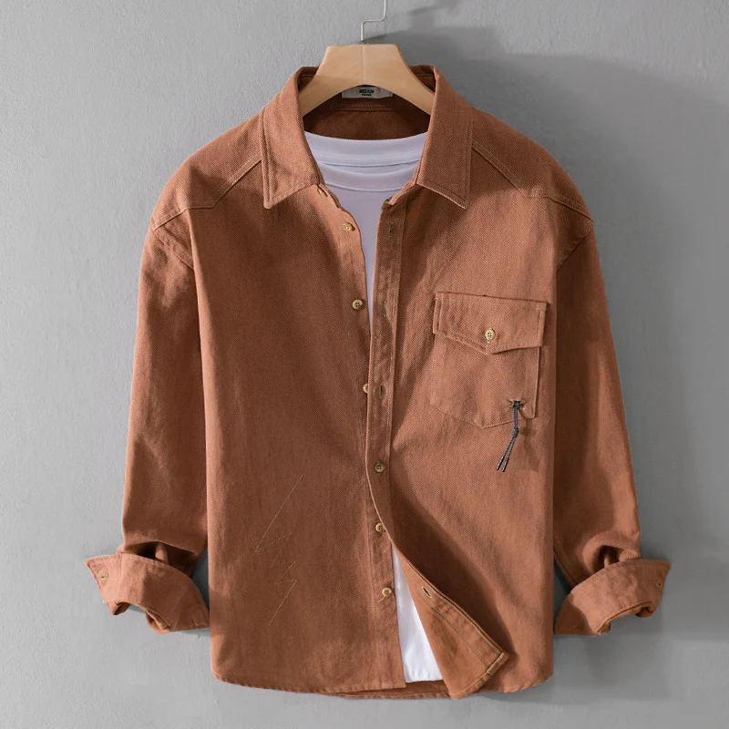 Herren Relaxed-Overshirt aus Baumwoll-Twill mit aufgesetzter Brusttasche Drune
