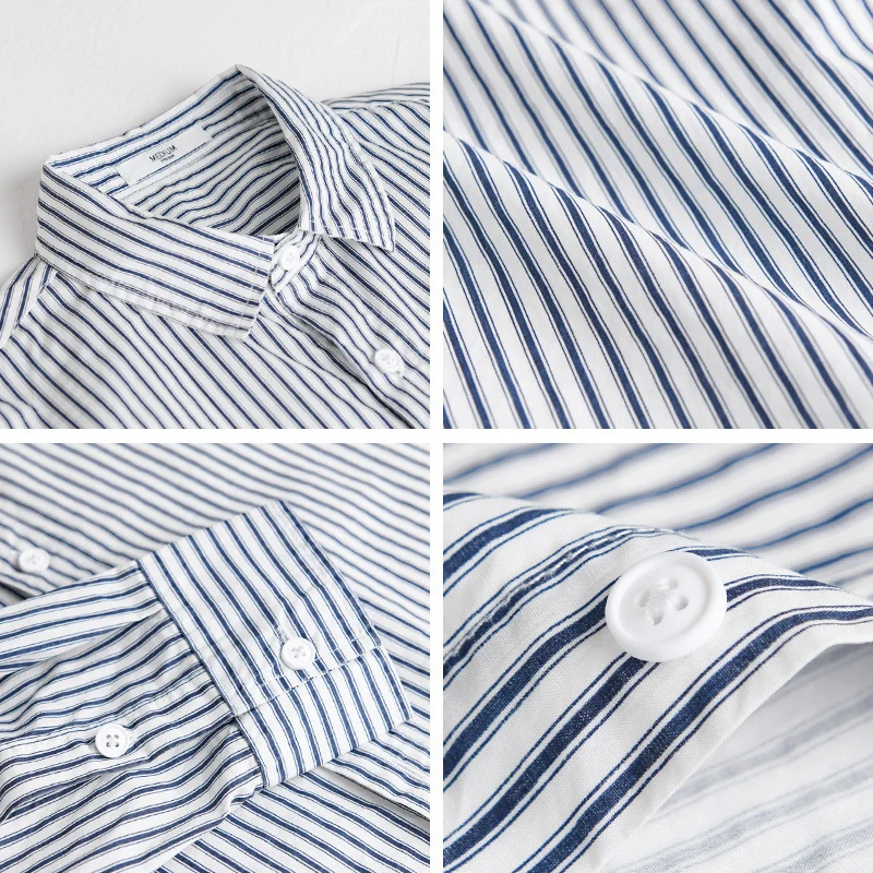 Herren Relaxed-Layering-Hemd mit feinen Längsstreifen, Kentkragen und softem Baumwollmix Drune