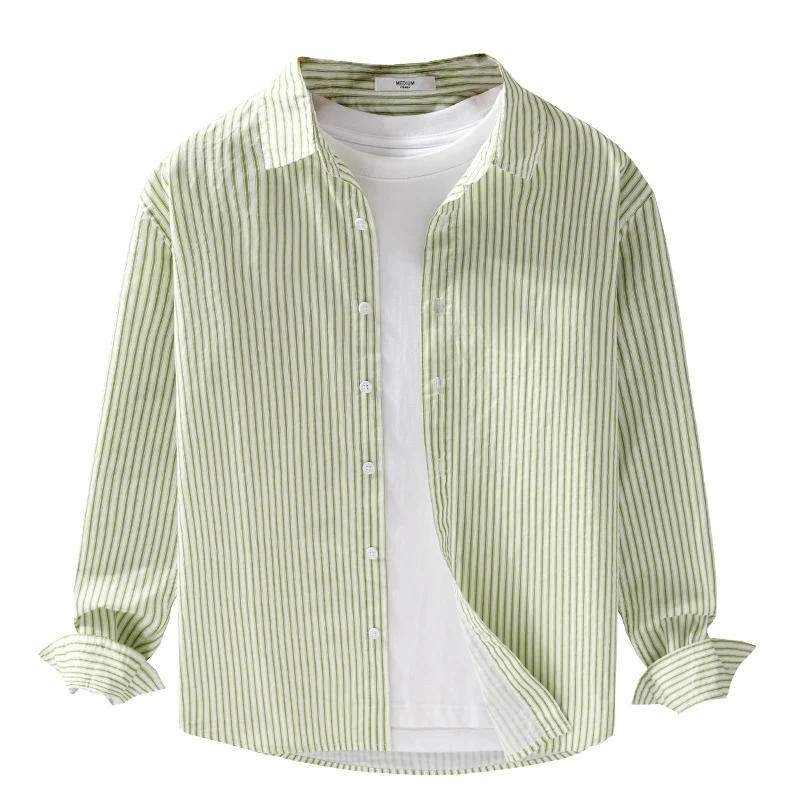 Herren Relaxed-Layering-Hemd mit feinen Längsstreifen, Kentkragen und softem Baumwollmix Drune