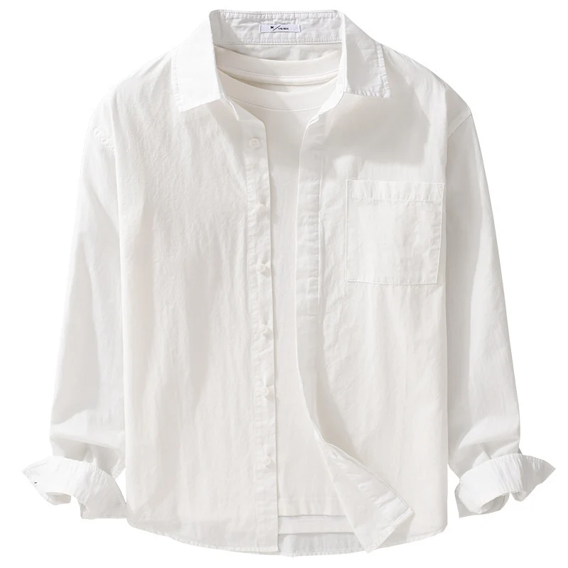 Herren Relaxed-Fit Baumwoll-Overshirt mit Kentkragen und Brusttasche Drune