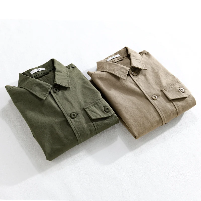 Herren Relaxed-Fit Baumwoll-Overshirt mit Brustpatte und Hemdkragen Drune