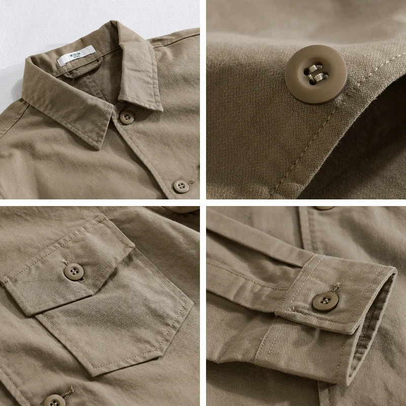 Herren Relaxed-Fit Baumwoll-Overshirt mit Brustpatte und Hemdkragen Drune