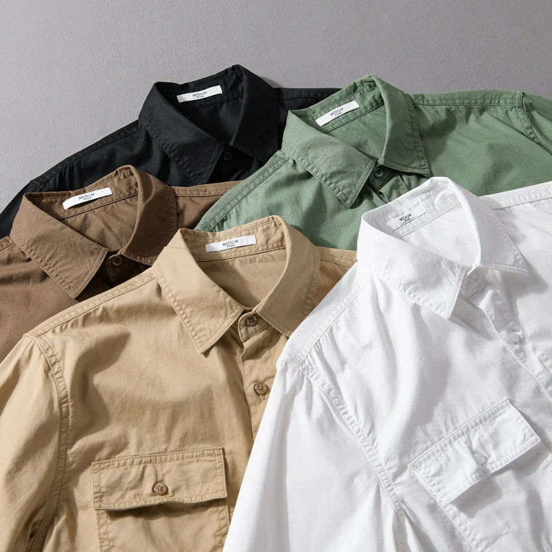 Herren Pflegeleichtes Baumwoll-Utility-Overshirt mit Doppel‑Brusttaschen und entspanntem Saum Drune