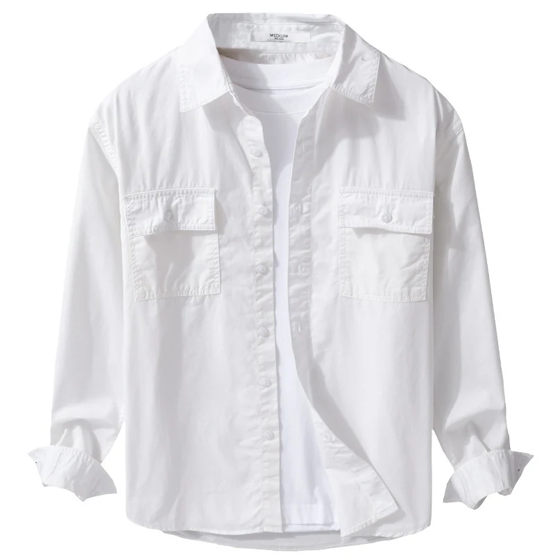 Herren Pflegeleichtes Baumwoll-Utility-Overshirt mit Doppel‑Brusttaschen und entspanntem Saum Drune