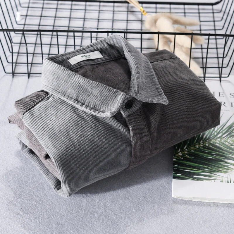 Herren Patchwork-Cordhemdjacke im Relaxed-Fit mit Kentkragen Drune