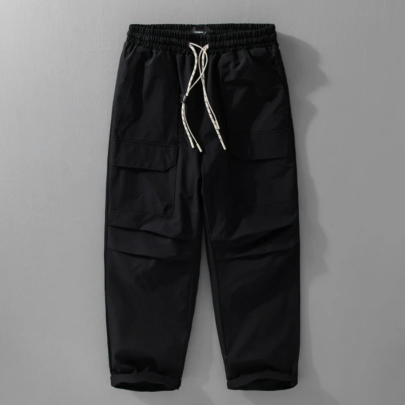 Herren Oversize-Cargohose aus leichtem Funktionsstoff mit Kordelzugbund und Mehrfachtaschen Drune