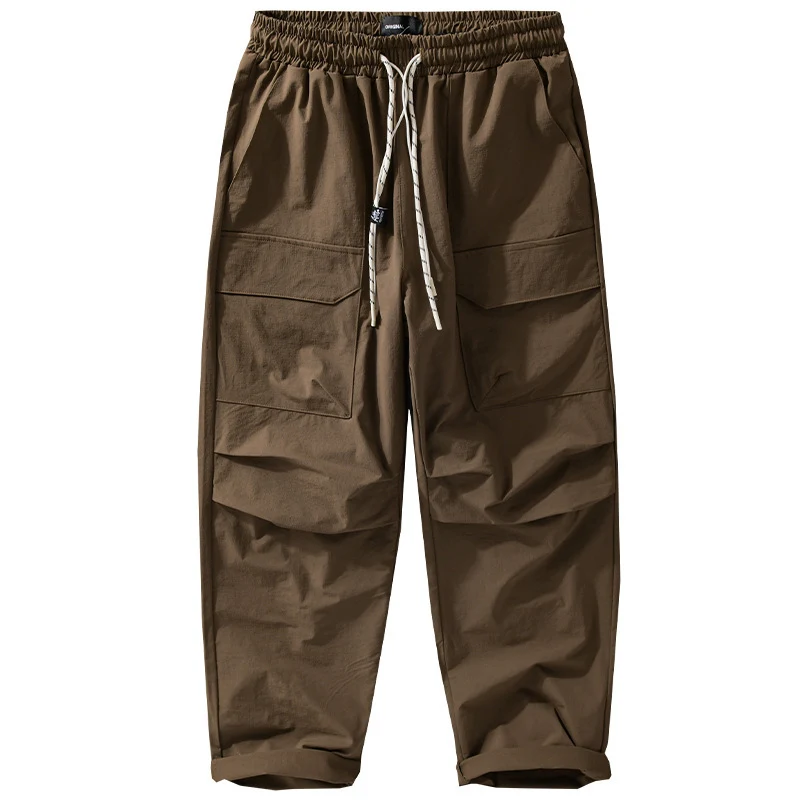 Herren Oversize-Cargohose aus leichtem Funktionsstoff mit Kordelzugbund und Mehrfachtaschen Drune