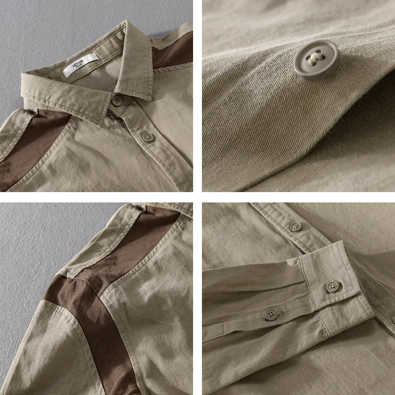Herren Overshirt mit Kontrastpasse und lockerem Schnitt aus Baumwollmix Drune