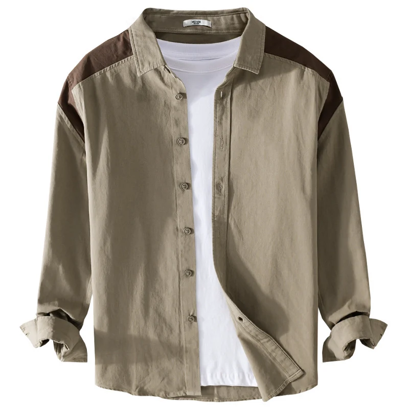 Herren Overshirt mit Kontrastpasse und lockerem Schnitt aus Baumwollmix Drune