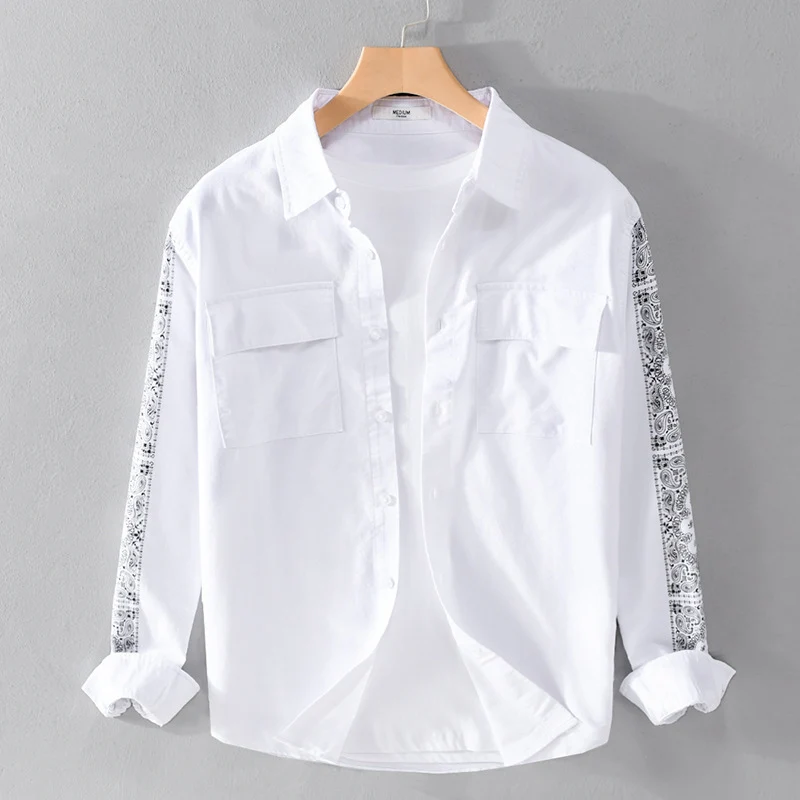 Herren Overshirt mit Bandana-Ärmeln, Brustklappen und relaxed Fit Drune