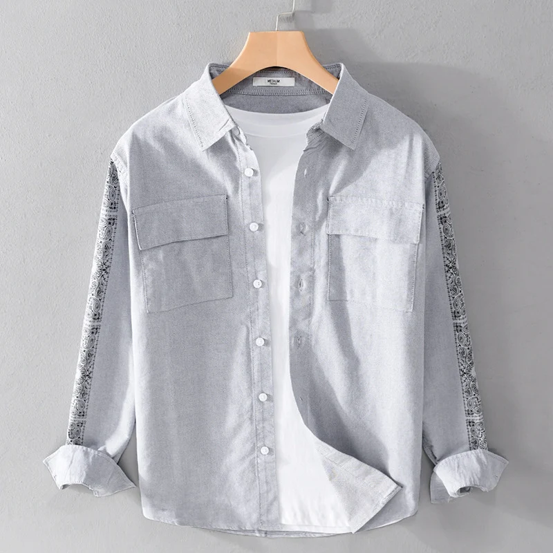 Herren Overshirt mit Bandana-Ärmeln, Brustklappen und relaxed Fit Drune