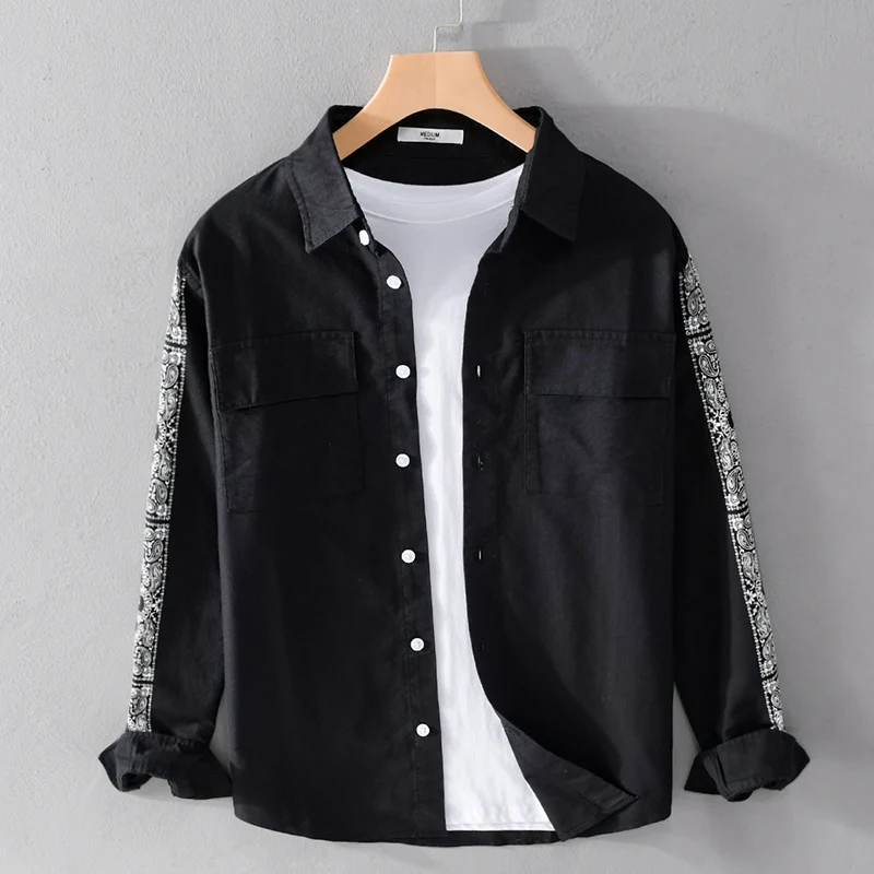 Herren Overshirt mit Bandana-Ärmeln, Brustklappen und relaxed Fit Drune