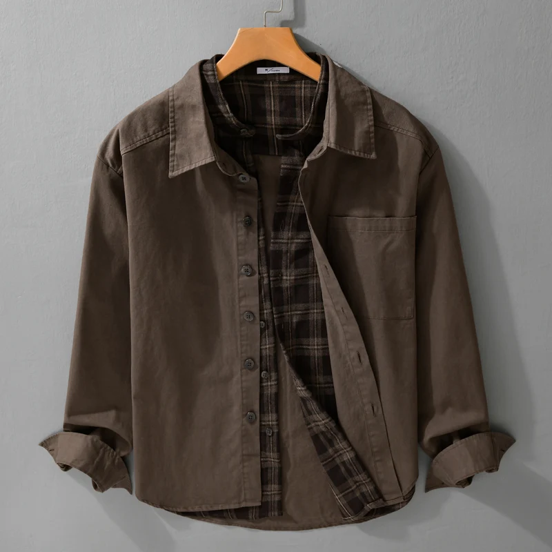 Herren Overshirt-Jacke mit karierter Thermofütterung Drune