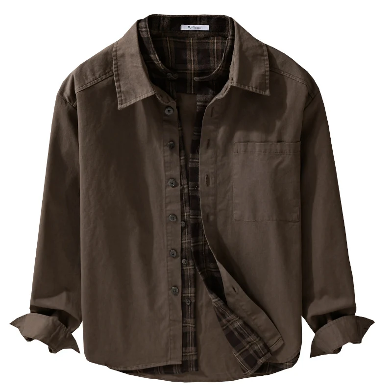 Herren Overshirt-Jacke mit karierter Thermofütterung Drune