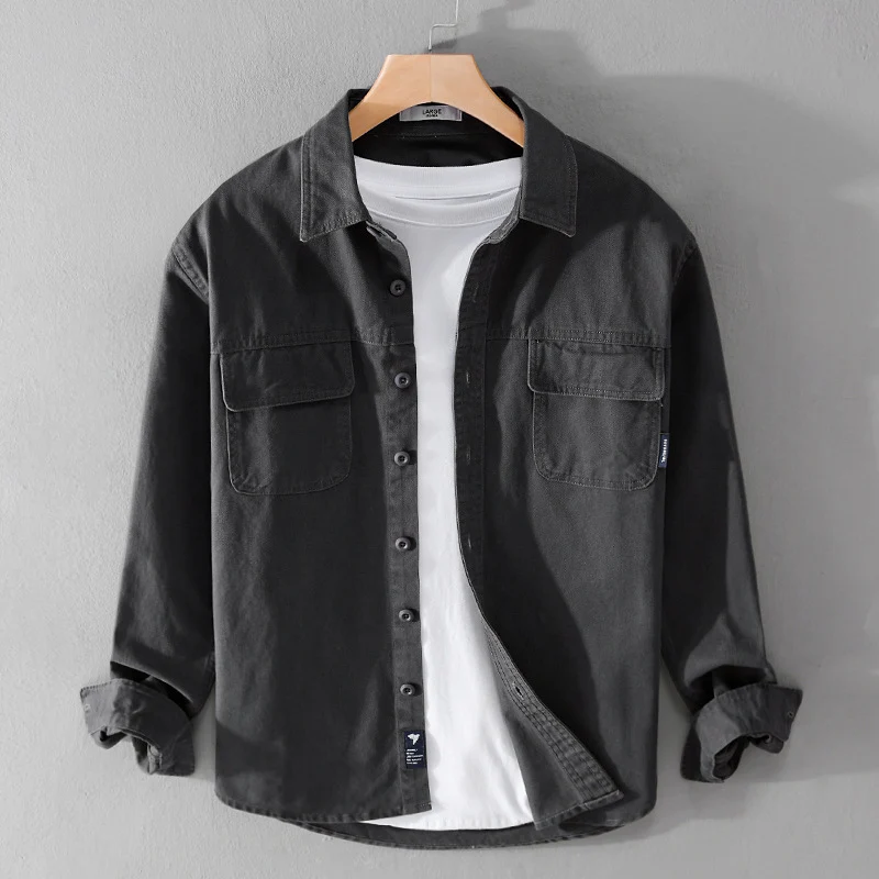 Herren Overshirt-Jacke aus Baumwoll-Twill mit aufgesetzten Brusttaschen und Knopfleiste Drune