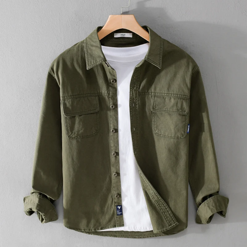 Herren Overshirt-Jacke aus Baumwoll-Twill mit aufgesetzten Brusttaschen und Knopfleiste Drune