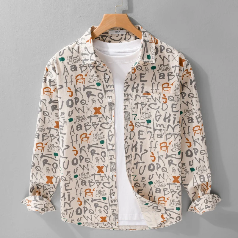Herren Overshirt im urbanen Graffiti-Letterprint aus Baumwollmix Drune
