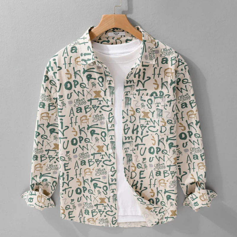 Herren Overshirt im urbanen Graffiti-Letterprint aus Baumwollmix Drune