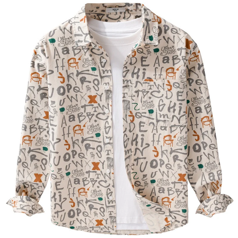 Herren Overshirt im urbanen Graffiti-Letterprint aus Baumwollmix Drune