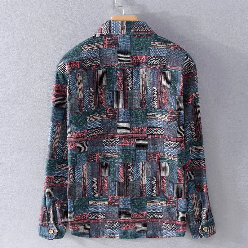 Herren Overshirt im Patchwork-Look mit aufgesetzten Brusttaschen Drune