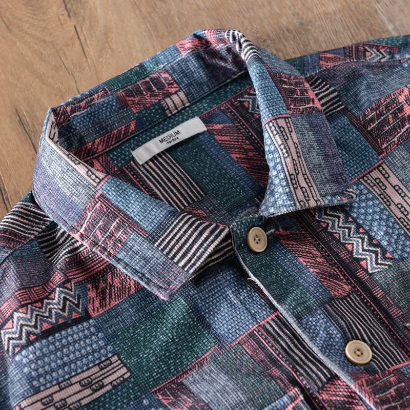 Herren Overshirt im Patchwork-Look mit aufgesetzten Brusttaschen Drune