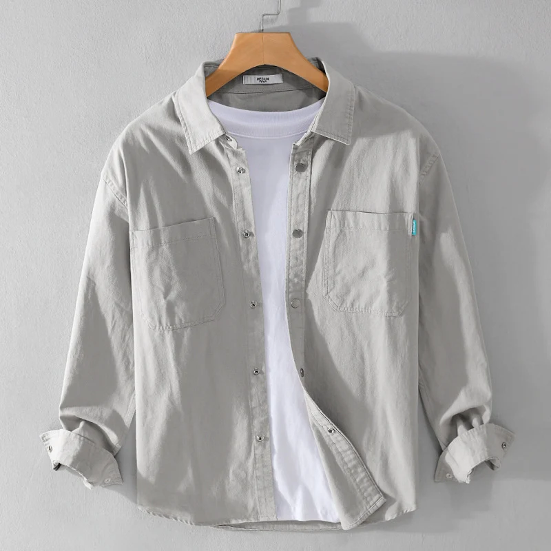 Herren Overshirt im Hemdjacken‑Stil aus leichter Baumwollmischung mit Druckknopf‑Leiste und aufgesetzten Brusttaschen Drune