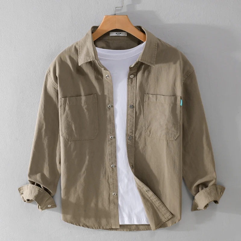 Herren Overshirt im Hemdjacken‑Stil aus leichter Baumwollmischung mit Druckknopf‑Leiste und aufgesetzten Brusttaschen Drune