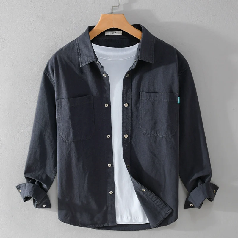 Herren Overshirt im Hemdjacken‑Stil aus leichter Baumwollmischung mit Druckknopf‑Leiste und aufgesetzten Brusttaschen Drune