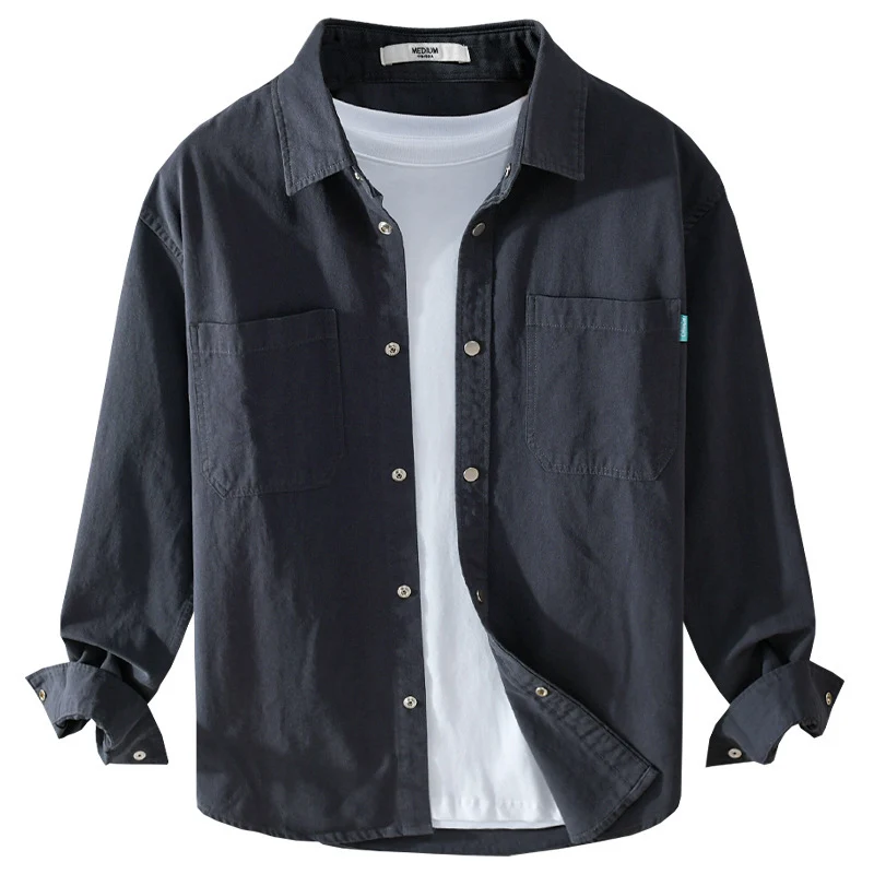 Herren Overshirt im Hemdjacken‑Stil aus leichter Baumwollmischung mit Druckknopf‑Leiste und aufgesetzten Brusttaschen Drune