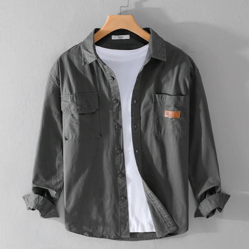 Herren Overshirt-Hemdjacke im Utility-Stil mit Brusttaschen Drune