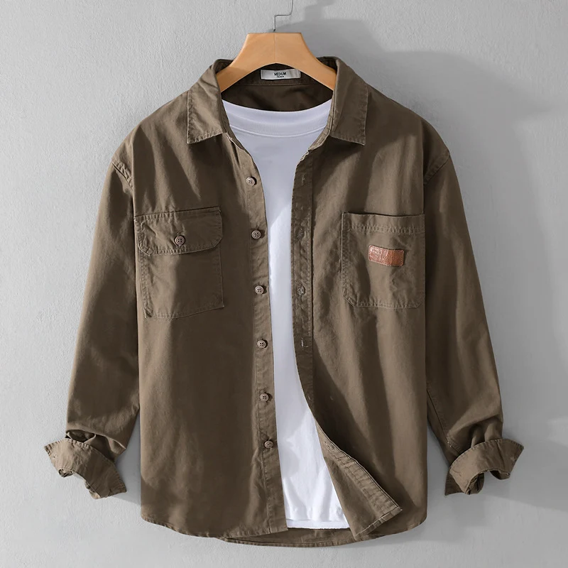 Herren Overshirt-Hemdjacke im Utility-Stil mit Brusttaschen Drune