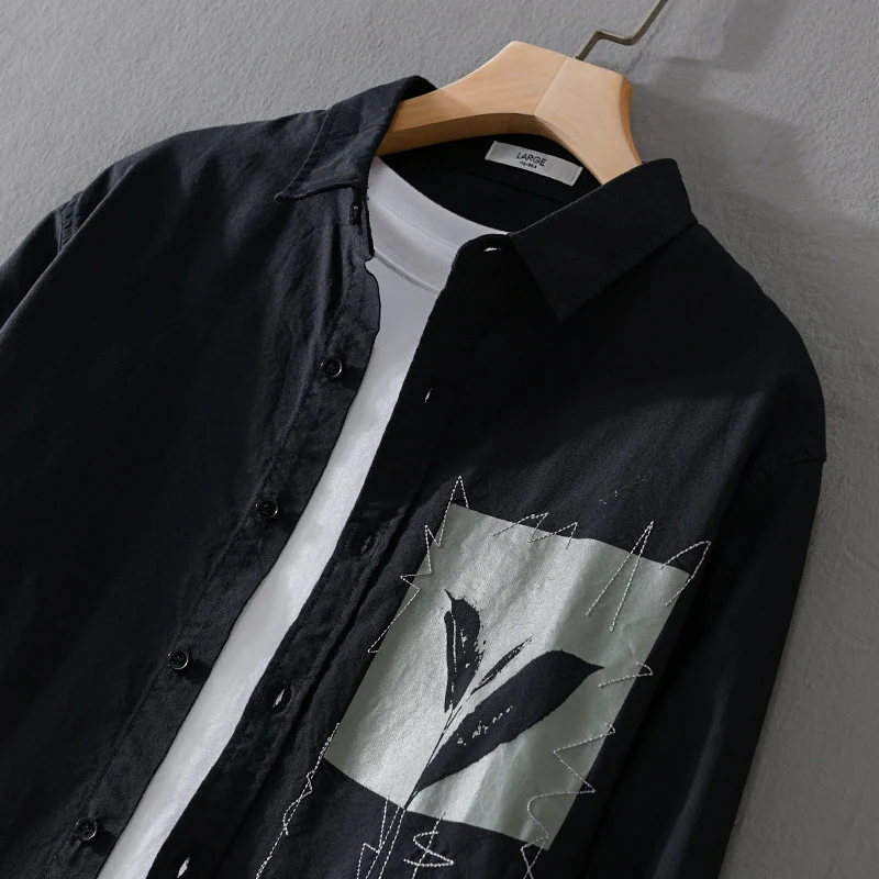 Herren Overshirt-Hemd mit Print-Patch und integriertem T-Shirt Drune