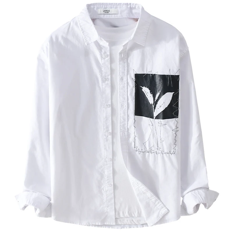 Herren Overshirt-Hemd mit Print-Patch und integriertem T-Shirt Drune