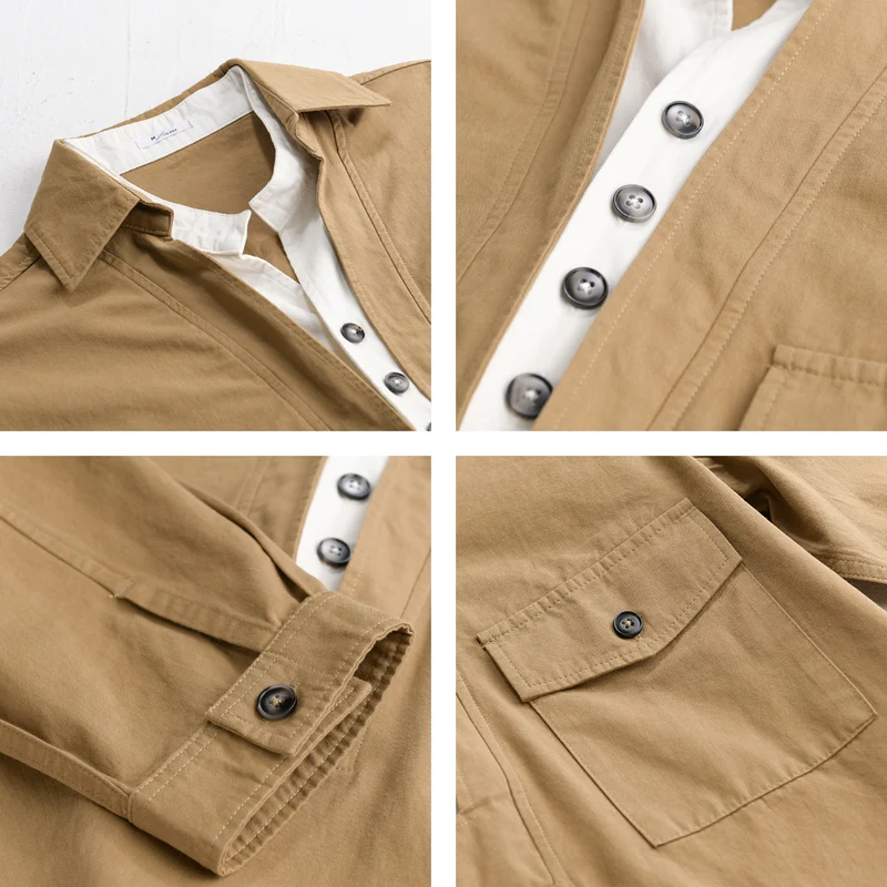 Herren Overshirt-Hemd mit halber Knopfleiste und aufgesetzter Brusttasche Drune