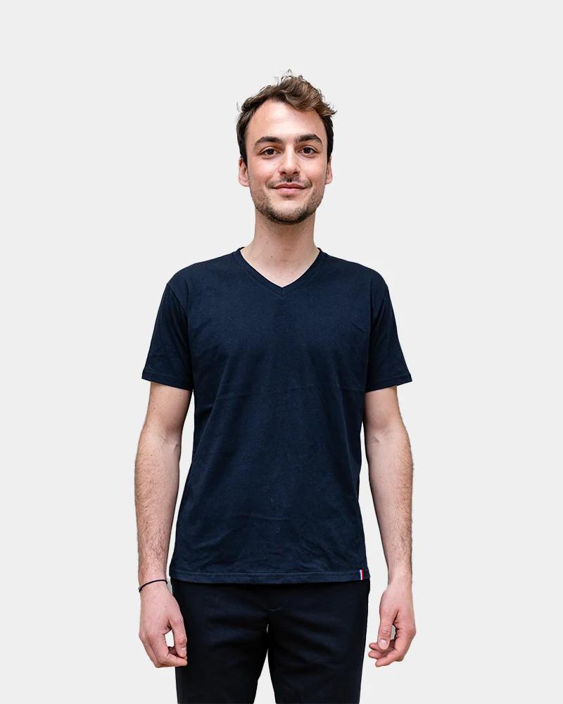 Herren-T-Shirt mit V-Ausschnitt Made in France zum Personalisieren