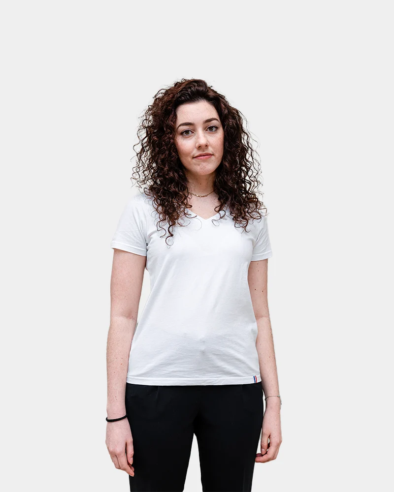 Damen-T-Shirt mit V-Ausschnitt Made in France zum Personalisieren