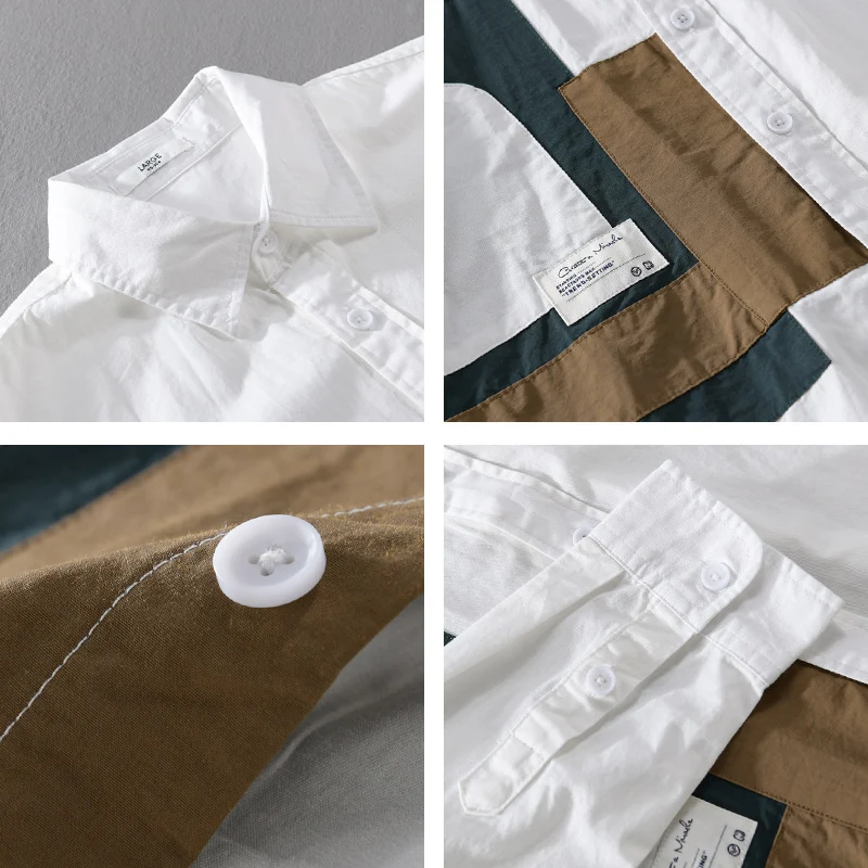 Herren Overshirt-Hemd mit geometrischem Patch-Design und Relaxed-Fit Drune