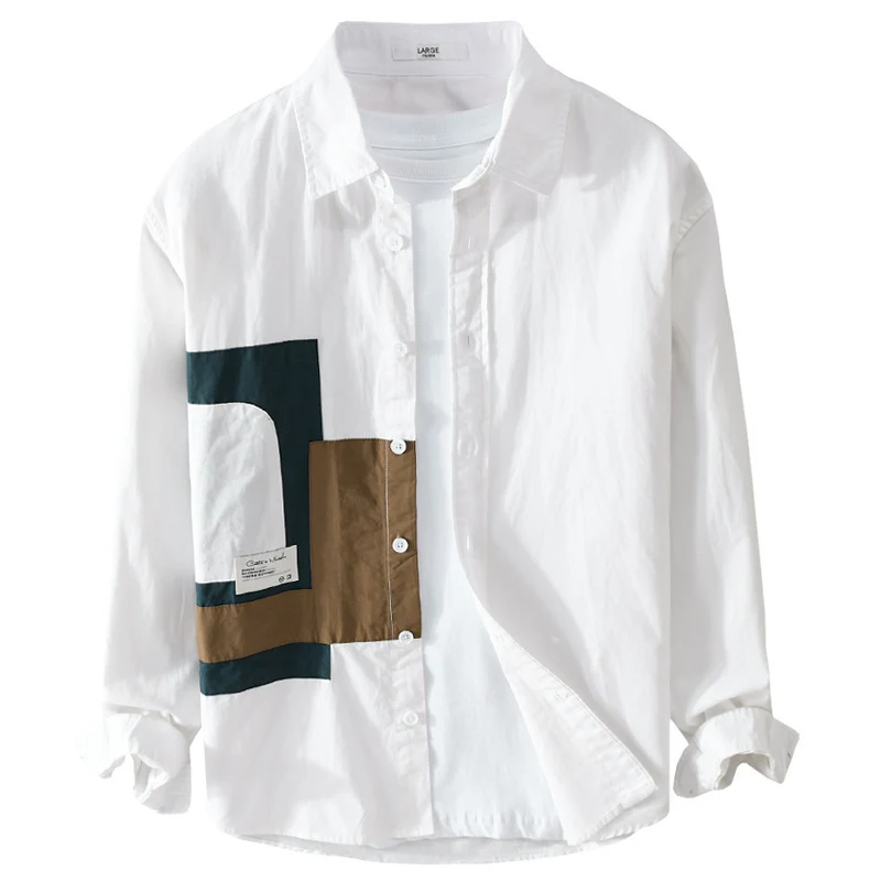 Herren Overshirt-Hemd mit geometrischem Patch-Design und Relaxed-Fit Drune