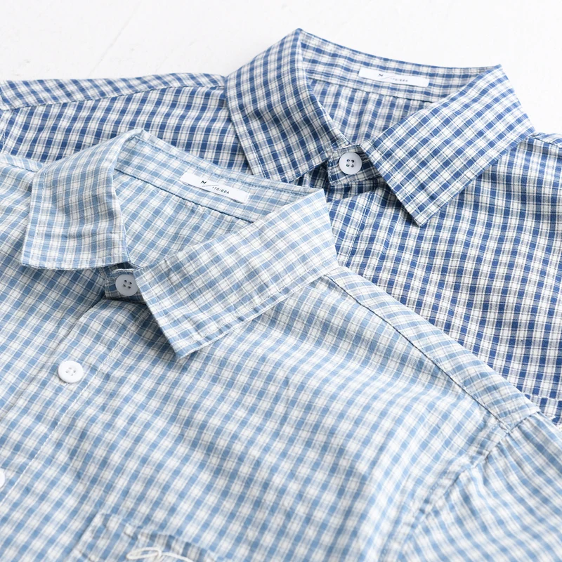 Herren Overshirt-Hemd im feinen Vichy-Karo aus weichem Baumwoll-Twill mit aufgesetzter Brusttasche Drune