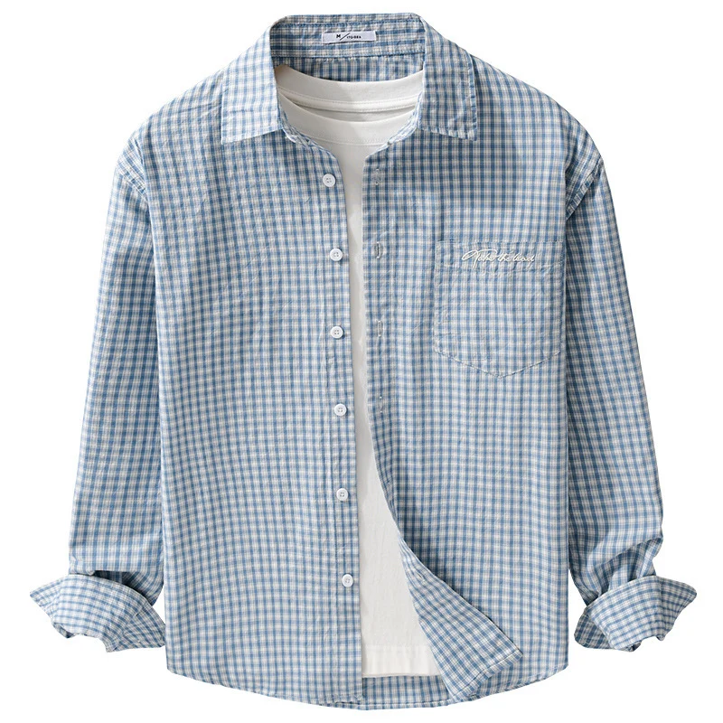 Herren Overshirt-Hemd im feinen Vichy-Karo aus weichem Baumwoll-Twill mit aufgesetzter Brusttasche Drune