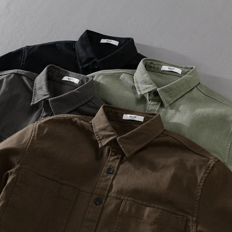 Herren Overshirt-Hemd aus strukturiertem Baumwoll-Twill mit aufgesetzten Brusttaschen und relaxed Fit Drune