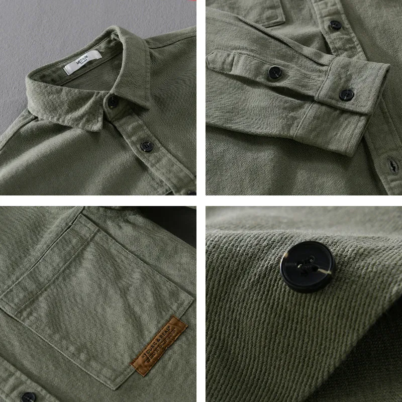 Herren Overshirt-Hemd aus strukturiertem Baumwoll-Twill mit aufgesetzten Brusttaschen und relaxed Fit Drune