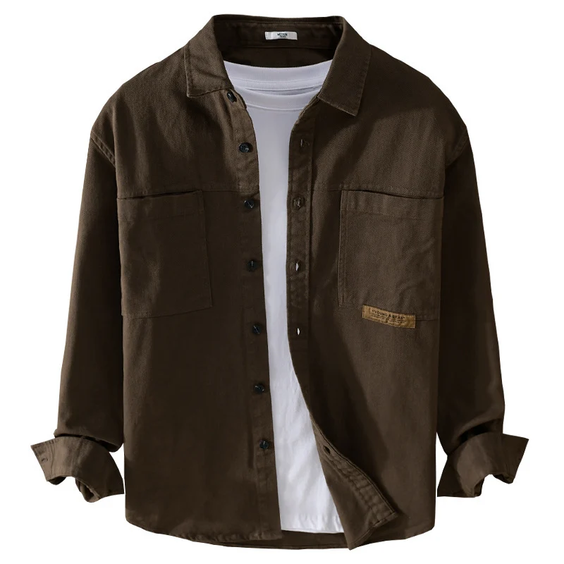 Herren Overshirt-Hemd aus strukturiertem Baumwoll-Twill mit aufgesetzten Brusttaschen und relaxed Fit Drune