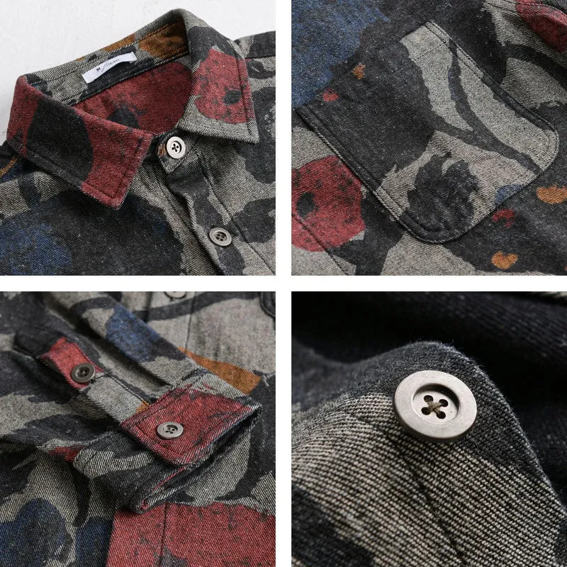 Herren Overshirt aus Flanell mit großfloraler Jacquard-Struktur Drune