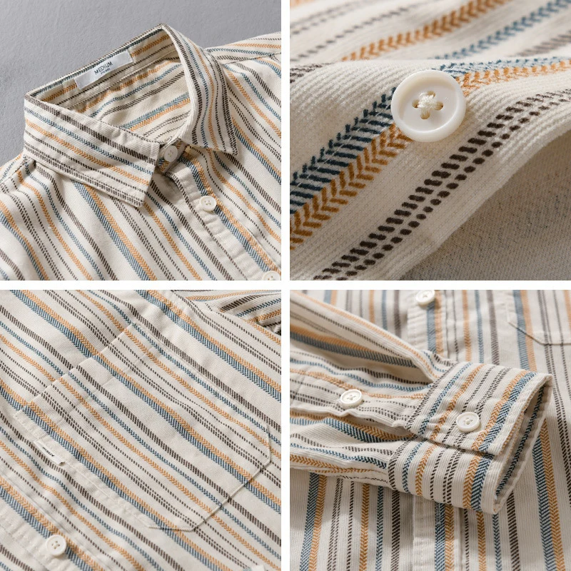 Herren Overshirt aus Baumwollmischung mit vertikalen Streifen und Brusttasche Drune